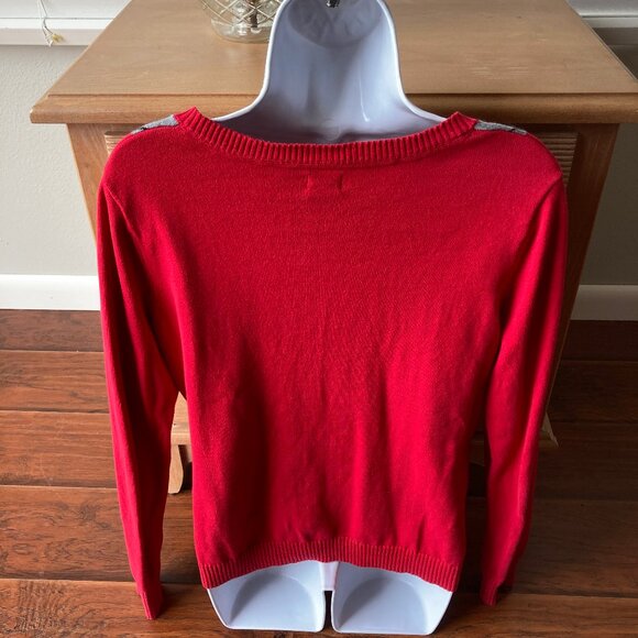 Vintage IZOD Red White Gray Argyle Lightweight Pull Over Sweater M - Picture 5 of 6